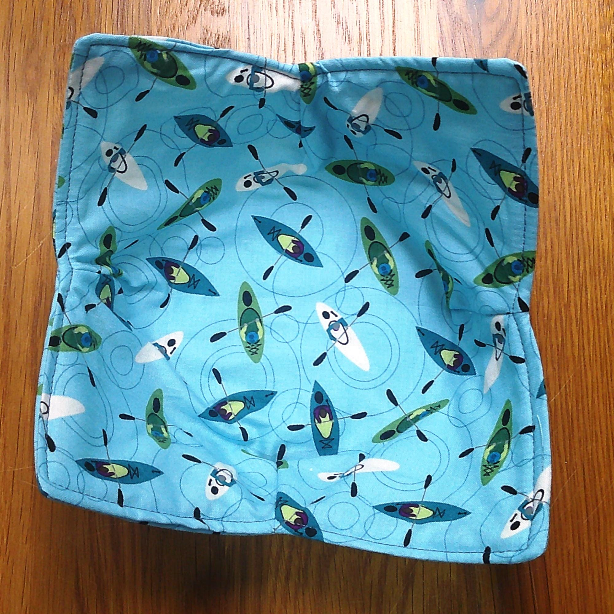 Microwave Bowl Cozy 100% Cotton, Reversible, Microwave-Safe Bowl Holder, Machine Washable Hot Pad, Handmade Kitchen Gift, Canoe Kayak