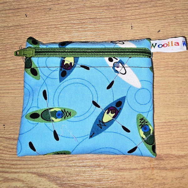 Pippins Reusable Snack Pouch, Pocket Sized Waterproof Food Safe Zip Bag, Washable Eco Lunch Pouch,  Mini Snack Bag Handmade Canoe Kayak