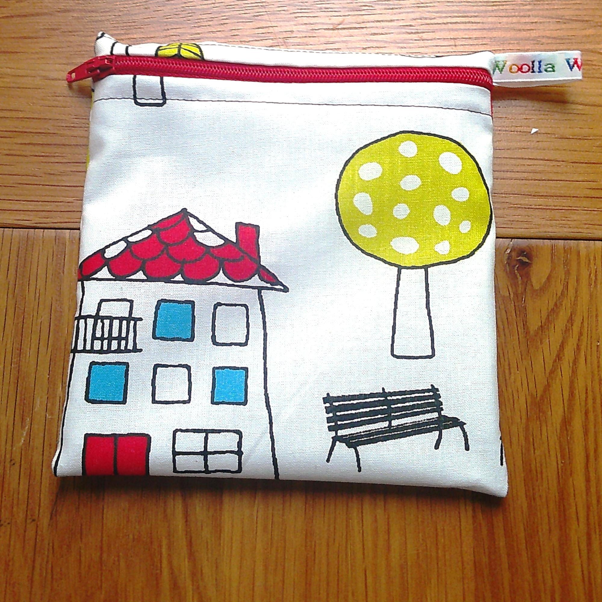 Small Reusable Snack Pouch Waterproof Food Bag, Eco-Friendly Washable Fabric Zip for Snacks, Change, Cosmetics, Accessories Childs House