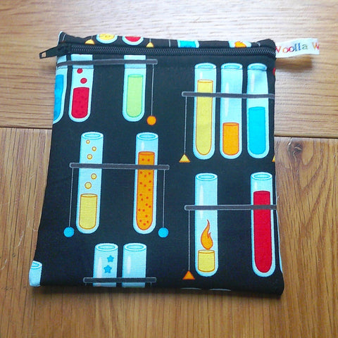 Small Reusable Snack Pouch Waterproof Food Bag, Eco-Friendly Washable Fabric Zip for Snacks, Change, Cosmetics, Accessories Multi Test Tube