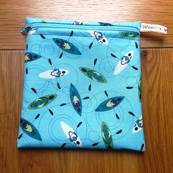 Small Reusable Snack Pouch Waterproof Food Bag, Eco-Friendly Washable Fabric Zip for Snacks, Change, Cosmetics, Accessories Canoe Kayak