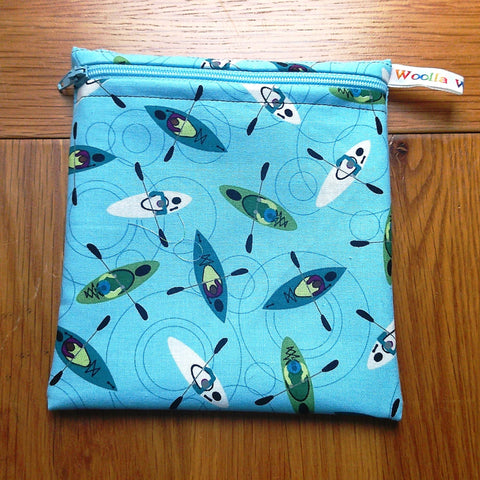 Small Reusable Snack Pouch Waterproof Food Bag, Eco-Friendly Washable Fabric Zip for Snacks, Change, Cosmetics, Accessories Canoe Kayak