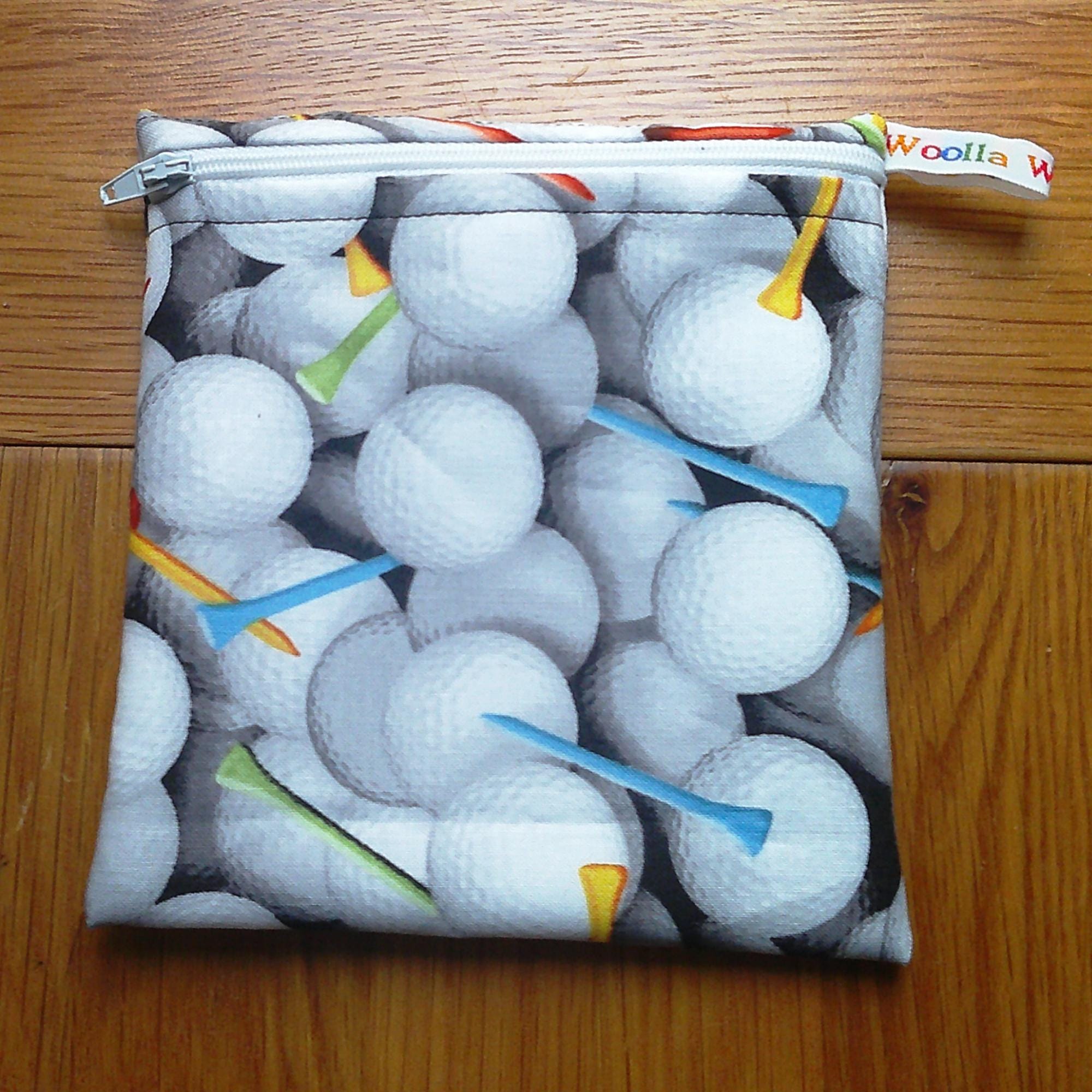 Small Reusable Snack Pouch Waterproof Food Bag, Eco-Friendly Washable Fabric Zip for Snacks, Change, Cosmetics, Accessories Golf Balls