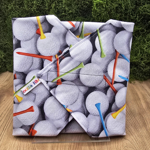 Reusable Sandwich Wrap, Wax Wrap Alternative Vegan Sustainable Sandwiches -Eco Zero Waste Hook & Loop Fastener - Golf Ball and Tees