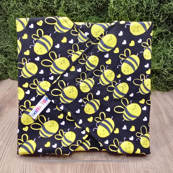 Reusable Sandwich Wrap, Wax Wrap Alternative Vegan Sustainable Sandwiches -Eco Zero Waste Hook & Loop Fastener - Chonky Bee
