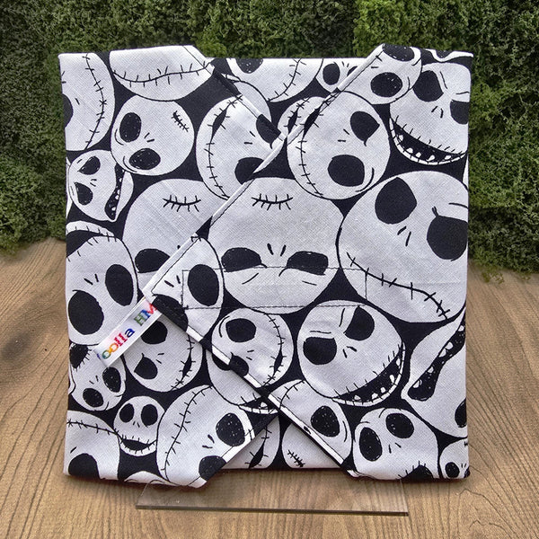 Reusable Sandwich Wrap, Wax Wrap Alternative Vegan Sustainable Sandwiches -Eco Zero Waste Hook & Loop Fastener - Skelly Face