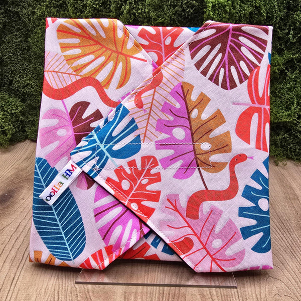 Reusable Sandwich Wrap, Wax Wrap Alternative Vegan Sustainable Sandwiches -Eco Zero Waste Hook & Loop Fastener - Snake Leaf