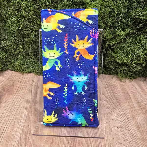 Handmade Cotton Glasses Case: Padded Eyewear Sleeve - Axolotl