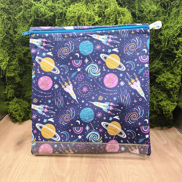 Large Food Storage, Bikini Bag,  Toiletries Pouch, Charger Store, Zipper Beauty Organiser, Craft Box, Waterproof Lined Rocket Bright