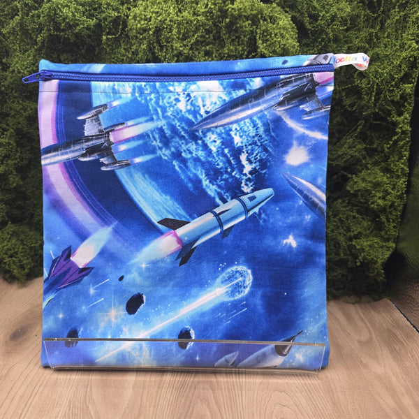 Large Food Storage, Bikini Bag,  Toiletries Pouch, Charger Store, Zipper Beauty Organiser, Craft Box, Waterproof Lined Rockets In Space