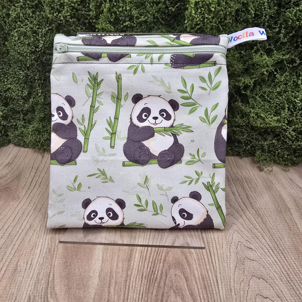 Small Reusable Snack Pouch Waterproof Food Bag, Eco-Friendly Washable Fabric Zip for Snacks, Change, Cosmetics, Accessories Panda Much