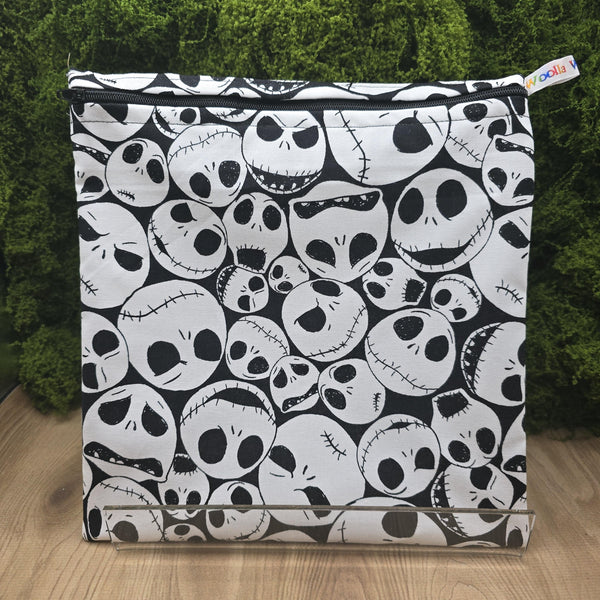 Large Food Storage, Bikini Bag,  Toiletries Pouch, Charger Store, Zipper Beauty Organiser, Craft Box, Waterproof Lined Skelly Face