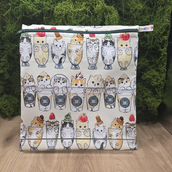 Large Food Storage, Bikini Bag,  Toiletries Pouch, Charger Store, Zipper Beauty Organiser, Craft Box, Waterproof Lined Dessert Cats
