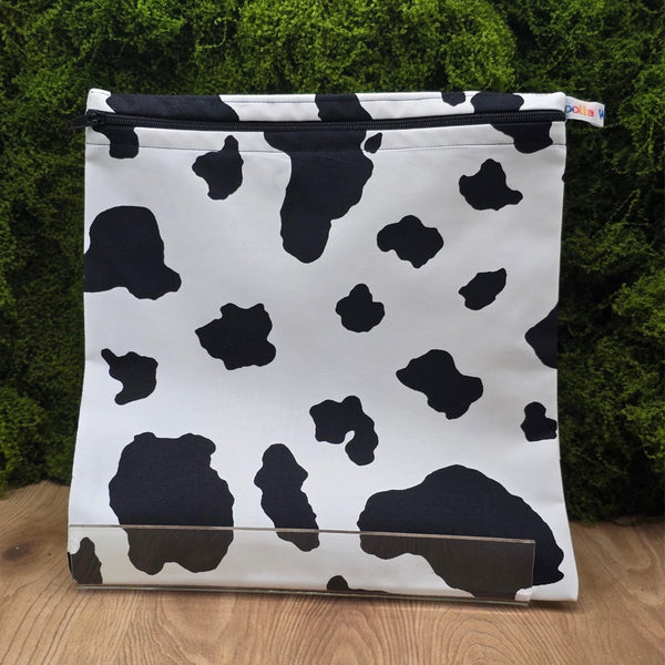 Large Food Storage, Bikini Bag,  Toiletries Pouch, Charger Store, Zipper Beauty Organiser, Craft Box, Waterproof Lined Cow Print