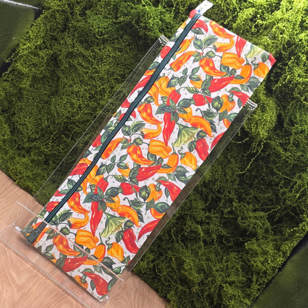 XL Straw Cutlery Pouch Extra Large Toothbrush Case, Pencil Bag, Crochet Hook Zip Pouch, Chopstick Case, Picnic  Work Lunch OF Peppers