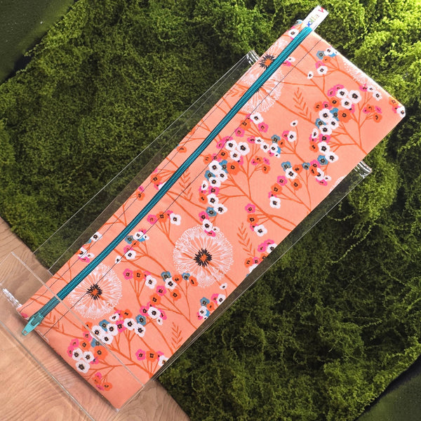 XL Straw Cutlery Pouch Extra Large Toothbrush Case, Pencil Bag, Crochet Hook Zip Pouch, Chopstick Case, Picnic  Work Lunch Peach Blossom