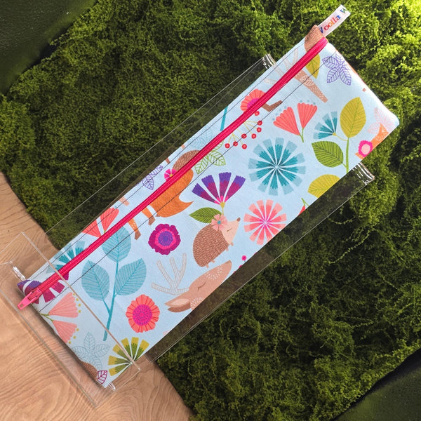 XL Straw Cutlery Pouch Extra Large Toothbrush Case, Pencil Bag, Crochet Hook Zip Pouch, Chopstick Case, Picnic  Work Lunch Frolic Forests