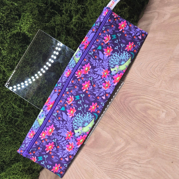 Straw Cutlery Pouch Washable Reusable Chopstick Utensil Crochet Hook Pencil Pen Case Waterproof Lined Zip Pouch Eco Floral Hedgehog