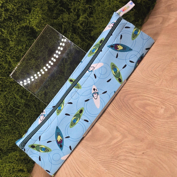 Straw Cutlery Pouch Washable Reusable Chopstick Utensil Crochet Hook Pencil Pen Case Waterproof Lined Zip Pouch Eco Canoe Kayak