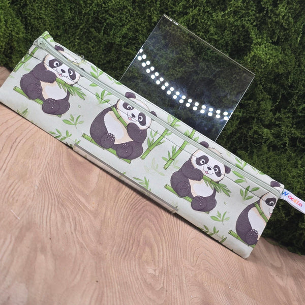 Straw Cutlery Pouch Washable Reusable Chopstick Utensil Crochet Hook Pencil Pen Case Waterproof Lined Zip Pouch Eco Panda Bamboo