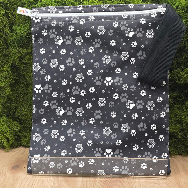 Washable Lunch Bag, Travel Toiletry Bag, School Lunch Box, Reusable Lunch Bag, Travel Makeup Bag, Reusable Wipe, Gym Bag Paw Prints BW