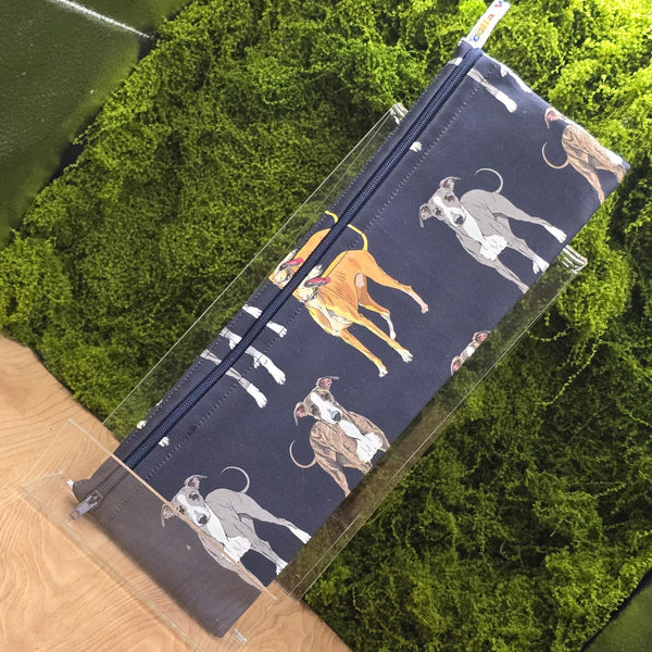 XL Straw Cutlery Pouch Extra Large Toothbrush Case, Pencil Bag, Crochet Hook Zip Pouch, Chopstick Case, Picnic  Work Lunch Whippet Greyhound