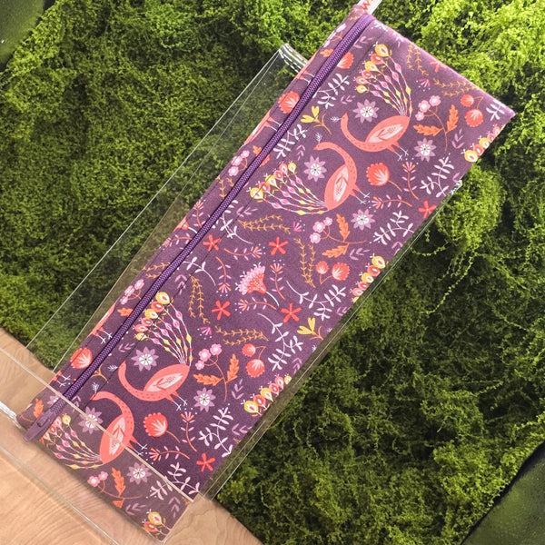 XL Straw Cutlery Pouch Extra Large Toothbrush Case, Pencil Bag, Crochet Hook Zip Pouch, Chopstick Case, Picnic  Work Lunch Spice Peacock