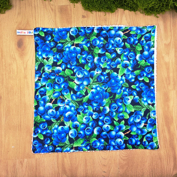 Face Flannel, Towel backed cloth, Wash Cloth, UnPaper Towel, Face Wipe, Makeup Remover, Eco Friendly, Plastic Free Blueberries Pile