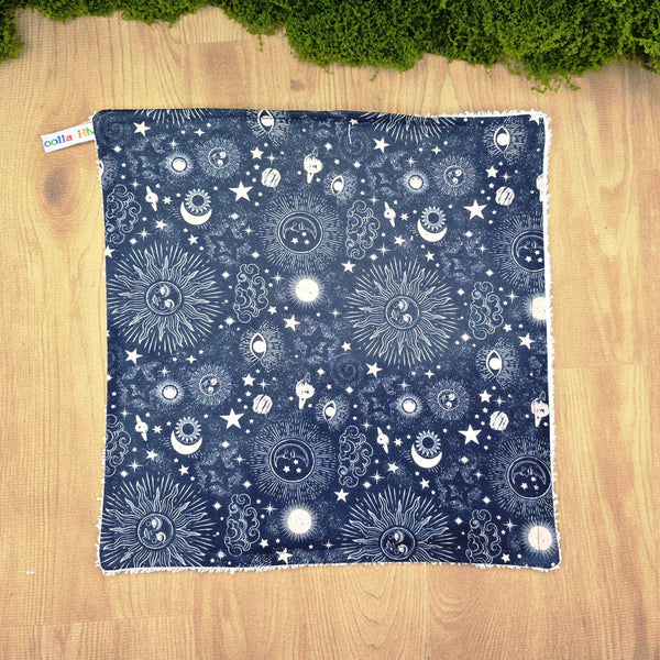 Face Flannel, Towel backed cloth, Wash Cloth, UnPaper Towel, Face Wipe, Makeup Remover, Eco Friendly, Plastic Free Celestial Blush Navy