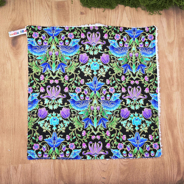 Face Flannel, Towel backed cloth, Wash Cloth, UnPaper Towel, Face Wipe, Makeup Remover, Eco Friendly, Plastic Free Bluebirds Met
