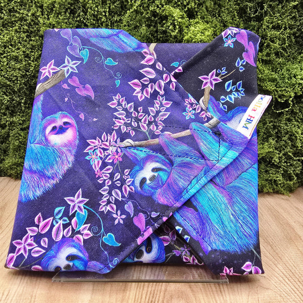 Reusable Sandwich Wrap, Wax Wrap Alternative Vegan Sustainable Sandwiches -Eco Zero Waste Hook & Loop Fastener - Midnight Sloth