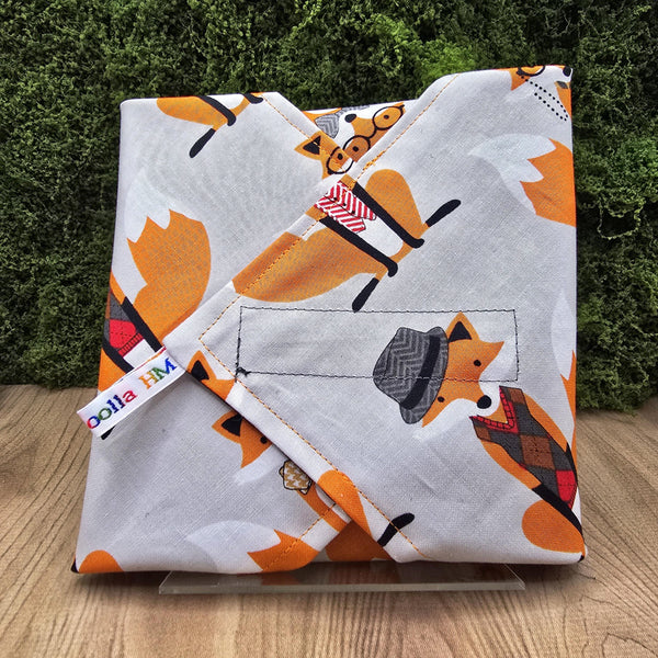 Reusable Sandwich Wrap, Wax Wrap Alternative Vegan Sustainable Sandwiches -Eco Zero Waste Hook & Loop Fastener - Fox VR