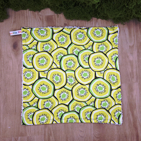 Face Flannel, Towel backed cloth, Wash Cloth, UnPaper Towel, Face Wipe, Makeup Remover, Eco Friendly, Plastic Free Kiwi Slice