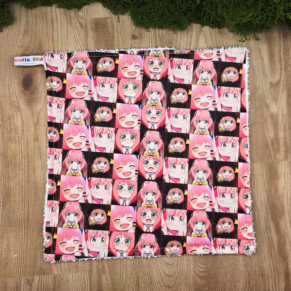 Face Flannel, Towel backed cloth, Wash Cloth, UnPaper Towel, Face Wipe, Makeup Remover, Eco Friendly, Plastic Free Pink Anime