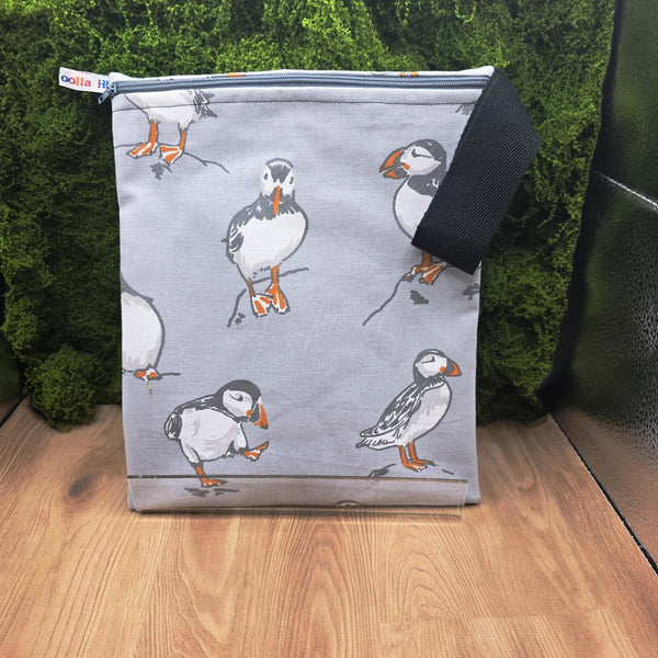 Washable Lunch Bag, Travel Toiletry Bag, School Lunch Box, Reusable Lunch Bag, Travel Makeup Bag, Reusable Wipe, Gym Bag Puffin Grey