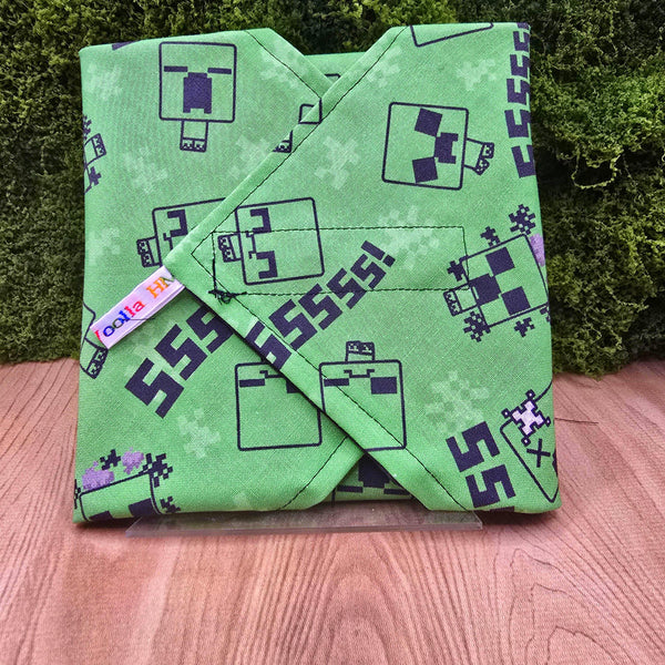 Reusable Sandwich Wrap, Wax Wrap Alternative Vegan Sustainable Sandwiches -Eco Zero Waste Hook & Loop Fastener - Green Blocks