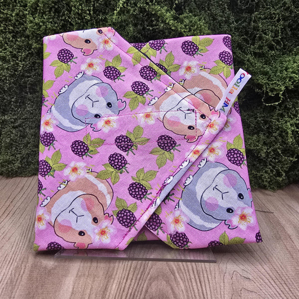 Reusable Sandwich Wrap, Wax Wrap Alternative Vegan Sustainable Sandwiches -Eco Zero Waste Hook & Loop Fastener - Guinea Pig Berry