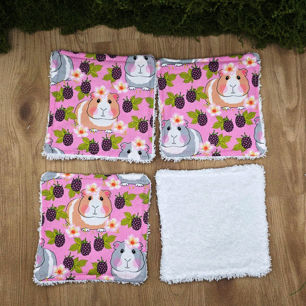 Reusable Cotton Wipes - Make Up - Toddler - Finger Wipes: 4 Pack Guinea Pig Berries, Eco-Friendly Skincare