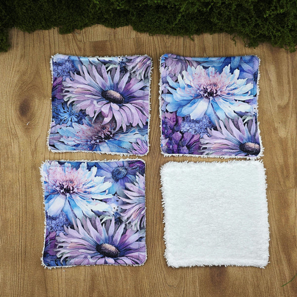 Reusable Cotton Wipes - Make Up - Toddler - Finger Wipes: 4 Pack Dawn Blooms, Eco-Friendly Skincare