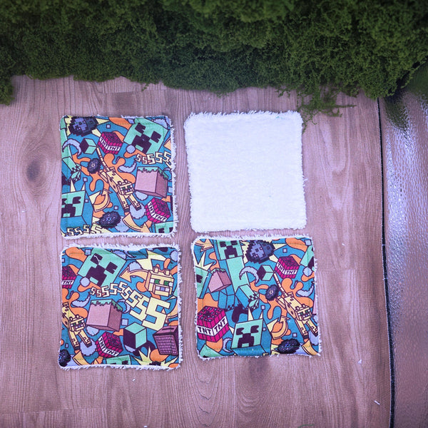 Reusable Cotton Wipes - Make Up - Toddler - Finger Wipes: 4 Pack Block Toss, Eco-Friendly Skincare