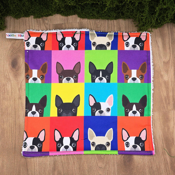Face Flannel, Towel backed cloth, Wash Cloth, UnPaper Towel, Face Wipe, Makeup Remover, Eco Friendly, Plastic Free - Frenchie French Bulldog