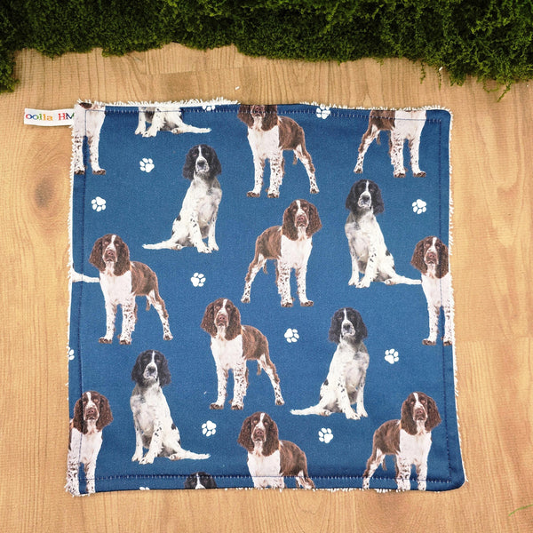 Face Flannel, Towel backed cloth, Wash Cloth, UnPaper Towel, Face Wipe, Makeup Remover, Eco Friendly, Plastic Free - Spaniel Dog