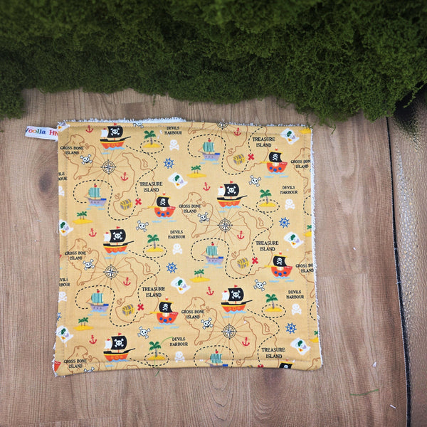 Face Flannel, Towel backed cloth, Wash Cloth, UnPaper Towel, Face Wipe, Makeup Remover, Eco Friendly, Plastic Free - Pirate Map