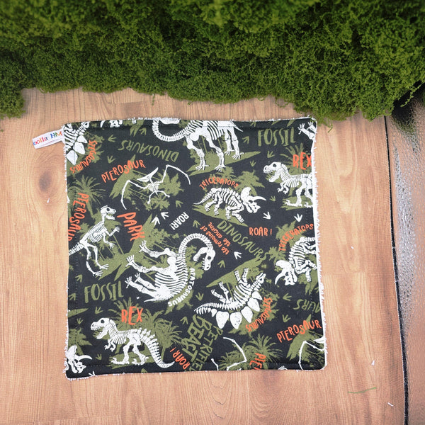 Face Flannel, Towel backed cloth, Wash Cloth, UnPaper Towel, Face Wipe, Makeup Remover, Eco Friendly, Plastic Free - Camo Dinosaur