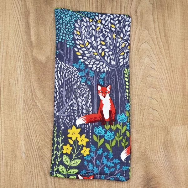 Handmade Cotton Glasses Case, Padded Eyewear Sleeve for Spectacles or Sunglasses, Eco-Friendly Gift, Soft Eyeglass Pouch Forest Foxes