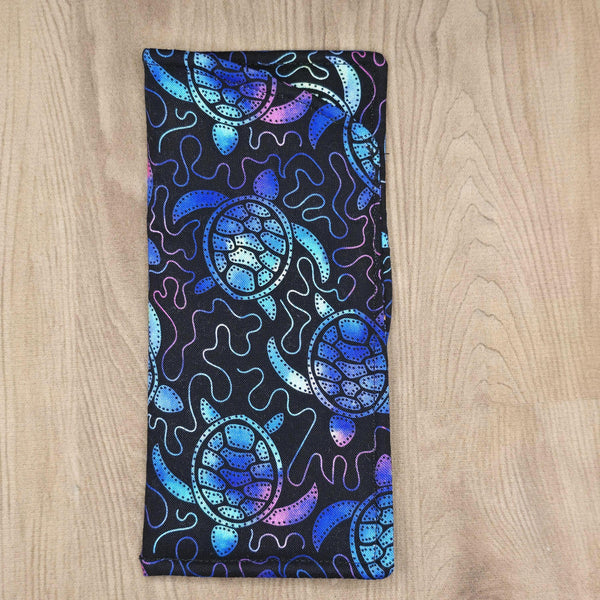 Handmade Cotton Glasses Case, Padded Eyewear Sleeve for Spectacles or Sunglasses, Eco-Friendly Gift, Soft Eyeglass Pouch Midnight Sea Turtle