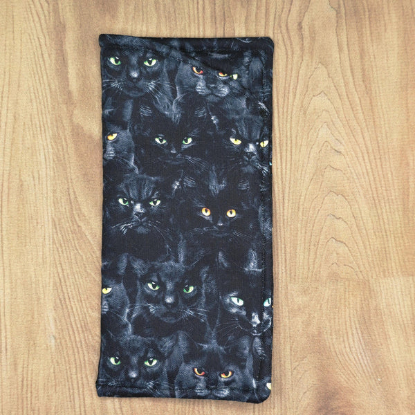 Handmade Cotton Glasses Case, Padded Eyewear Sleeve for Spectacles or Sunglasses, Eco-Friendly Gift, Soft Eyeglass Pouch Black Cats