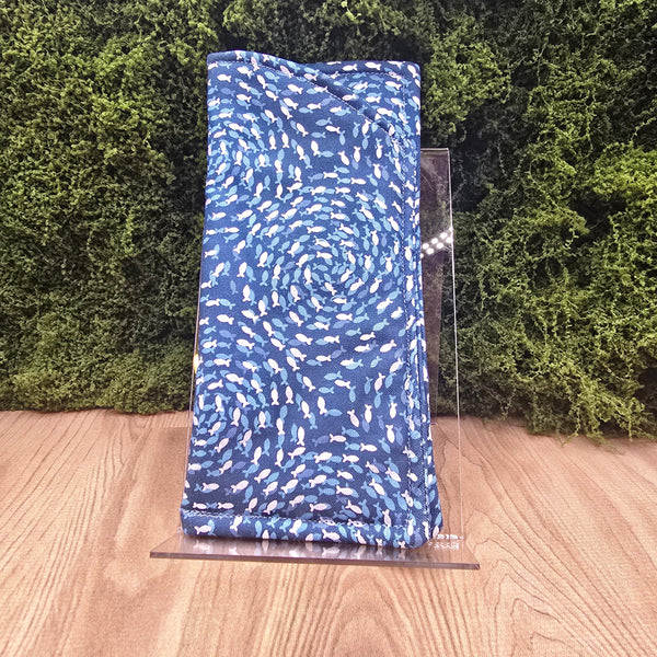 Handmade Cotton Glasses Case, Padded Eyewear Sleeve for Spectacles or Sunglasses, Eco-Friendly Gift, Soft Eyeglass Pouch Silver Shoal