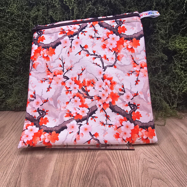 Reusable Sandwich Bag, Sanitary Pads Bag, Bagel Holder, Travel Makeup Bag Reusable Snack Pouch, Vegan Snack Box, Zip, Cherry Blossom