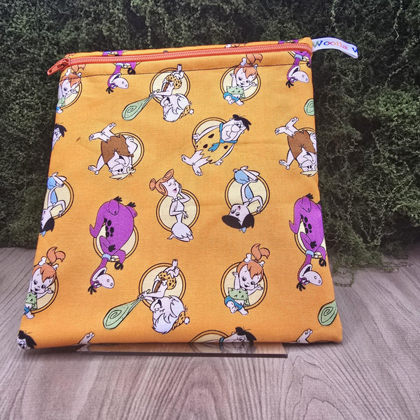 Reusable Sandwich Bag, Sanitary Pads Bag, Bagel Holder, Travel Makeup Bag Reusable Snack Pouch, Vegan Snack Box, Zip, Orange Caveman